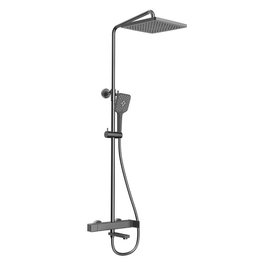 Душевая система Vincea Cube VSFS-1C1GM, с изливом, воронёная сталь, gunmetal