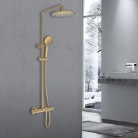 Душевая система Vincea Desire VSFS-1D0TBG, термостатическая, брашированное золото