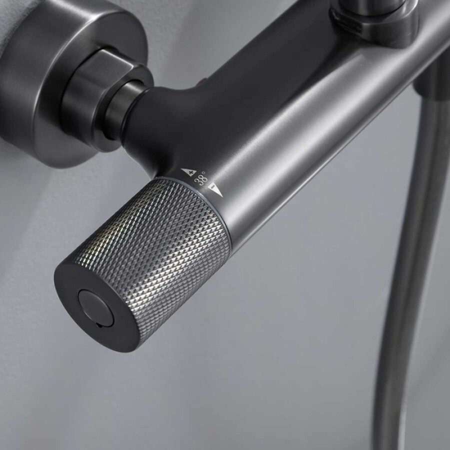 Душевая система Vincea Desire VSFS-1D0TGM, термостатическая, воронёная сталь, gunmetal