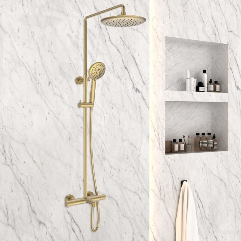 Душевая система Vincea Desire VSFS-1D1TBG, термостатическая, на 3 потребителя, цвет брашированное золото