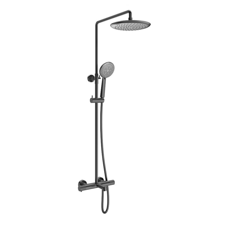 Душевая система Vincea Desire VSFS-1D1TGM, термостатическая, с изливом, воронёная сталь, gunmetal