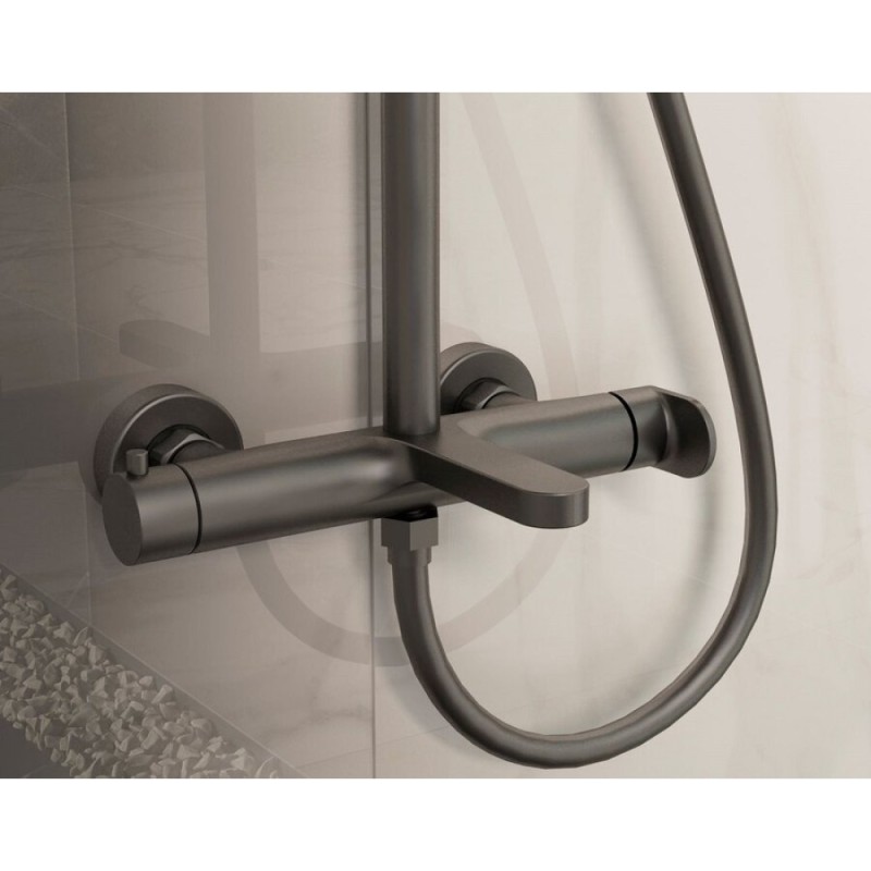 Душевая система Vincea Rondo VSFS-1R1GM, с изливом, цвет вороненая сталь, gunmetal
