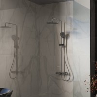 Душевая система Vincea Rondo VSFS-1R1GM, с изливом, цвет вороненая сталь, gunmetal