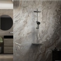 Душевая система Vincea Inspire VSFS-3I12TGM, термостатическая, на 3 потребителя, воронёная сталь, gunmetal