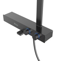 Душевая система Vincea Inspire VSFS-3I13TGM, термостатическая, с изливом, с подсветкой, воронёная сталь, gunmetal