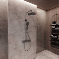 Душевая система Vincea VSFS-402GM, верхний душ 25.5 см, вороненая сталь