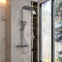Душевая система Vincea VSFS-411GM, с каскадным изливом, воронёная сталь, gunmetal