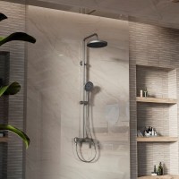 Душевая система Vincea VSFS-413GM, верхний душ 25 см, вороненая сталь