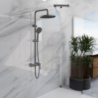 Душевая система Vincea Arco VSFS-4AR1GM, с каскадным изливом, воронёная сталь, gunmetal
