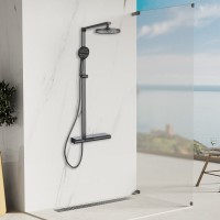 Душевая система Vincea Aspire VSFS-4AS1GM, с каскадным изливом, воронёная сталь, gunmetal