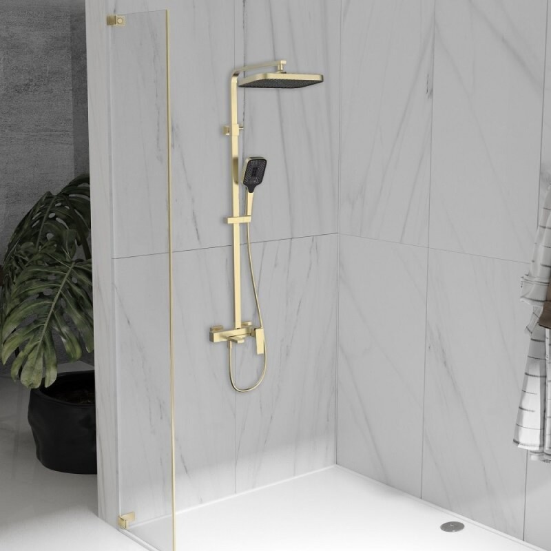 Душевая система Vincea Cube VSFS-4C12BG, с поворотным изливом, цвет брашированное золото