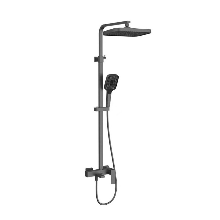 Душевая система Vincea Cube VSFS-4C12GM, с поворотным изливом, воронёная сталь, gunmetal
