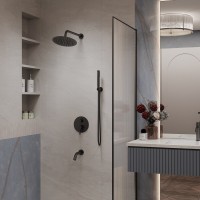 Душевая система Vincea Villa VSFW-1VL3MB, встраиваемая, черный матовый