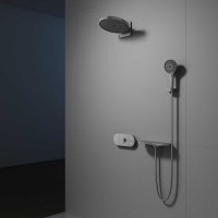 Душевая система Vincea Futura VSFW-2F12TGM, термостатическая, на 3 потребителя, воронёная сталь, gunmetal
