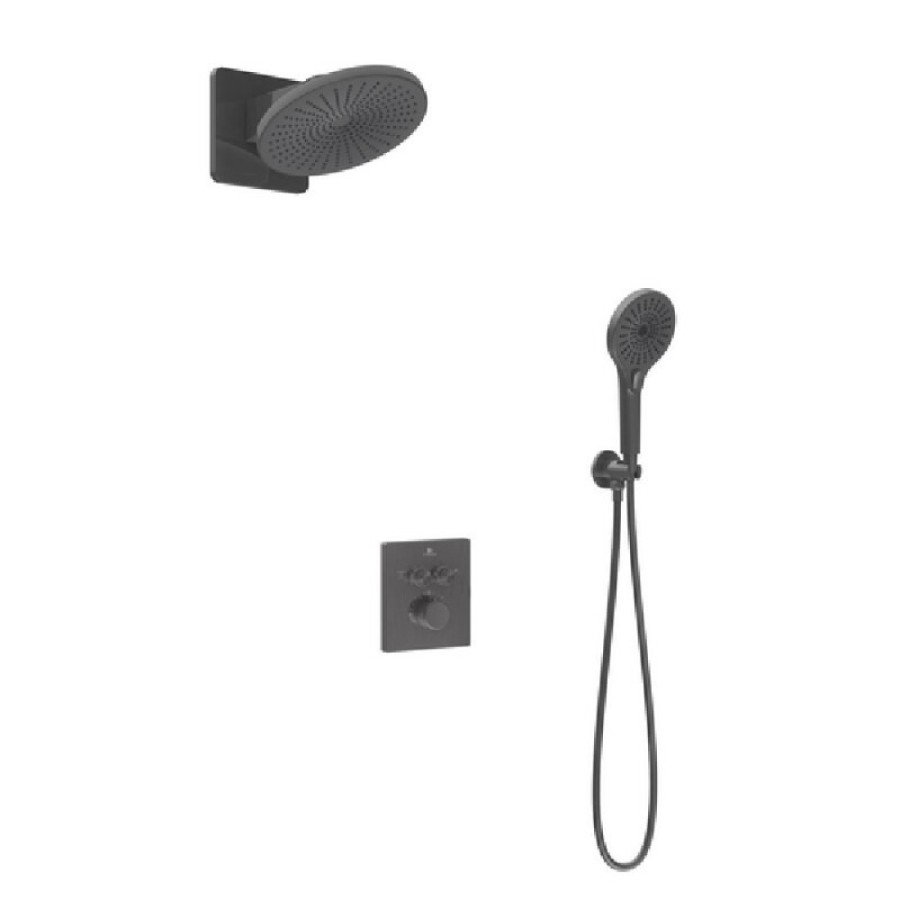 Душевая система Vincea Inspire VSFW-3I21MT5GM, термостатическая, на 2 потребителя, воронёная сталь, gunmetal