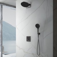 Душевая система Vincea Inspire VSFW-3I21MT5GM, термостатическая, на 2 потребителя, воронёная сталь, gunmetal