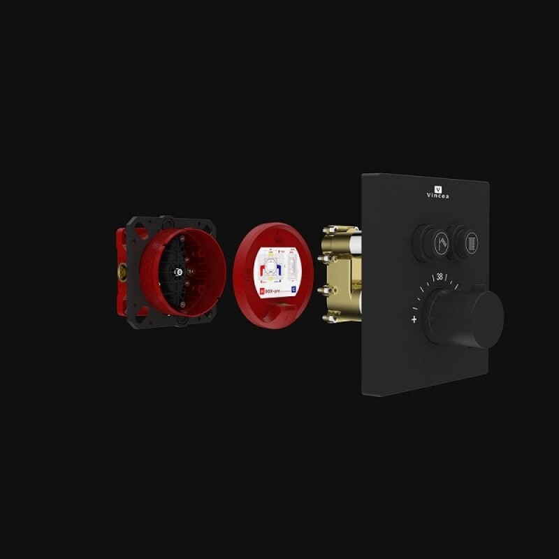 Душевая система Vincea Inspire VSFW-3I21T2MB, термостатическая, 2 потребителя, цвет черный матовый
