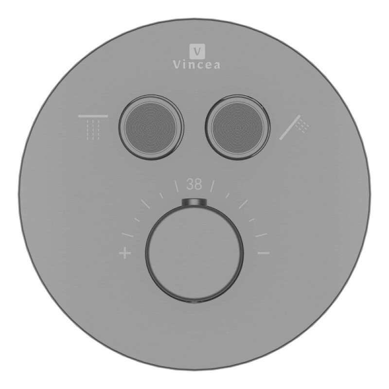 Душевая система Vincea Inspire VSFW-3I22MT2GM, термостатическая, на 2 потребителя, воронёная сталь, gunmetal