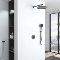 Душевая система Vincea Inspire VSFW-3I22MT2GM, термостатическая, на 2 потребителя, воронёная сталь, gunmetal