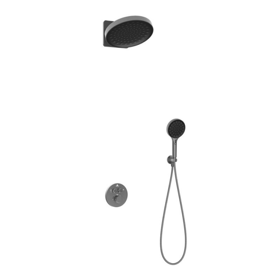 Душевая система Vincea Inspire VSFW-3I22MT3GM, термостатическая, воронёная сталь, gunmetal