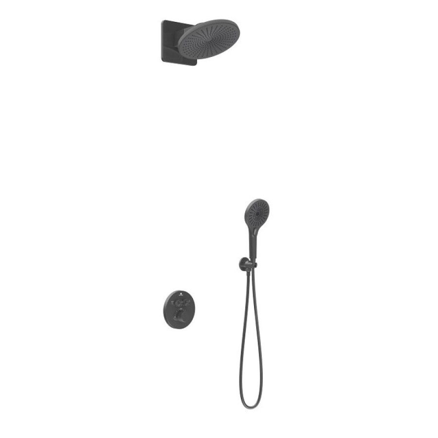 Душевая система Vincea Inspire VSFW-3I22MT5GM, термостатическая, на 2 потребителя, воронёная сталь, gunmetal