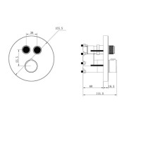 Душевая система Vincea Inspire VSFW-3I22MT5GM, термостатическая, на 2 потребителя, воронёная сталь, gunmetal