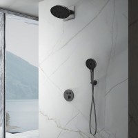 Душевая система Vincea Inspire VSFW-3I22MT5GM, термостатическая, на 2 потребителя, воронёная сталь, gunmetal