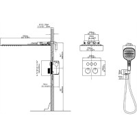 Душевая система Vincea VSFW-401TGM, термостатическая, с каскадным изливом, воронёная сталь, gunmetal