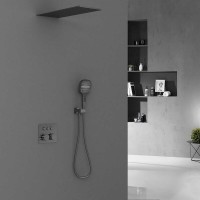Душевая система Vincea VSFW-401TGM, термостатическая, с каскадным изливом, воронёная сталь, gunmetal