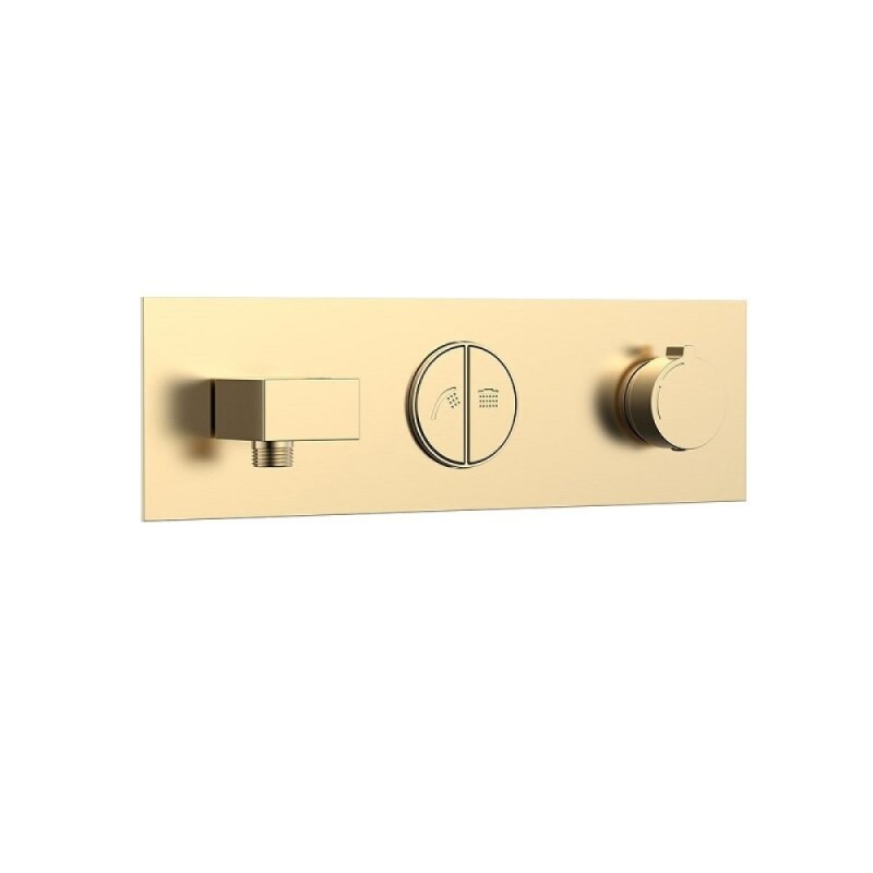 Душевая система Vincea VSFW-422T1BG, термостатическая, 2 потребителя, цвет брашированное золото