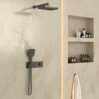 Душевая система Vincea, термостатическая, 2 потребителя, воронёная сталь, gunmetal, VSFW-422T1GM