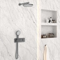 Душевая система Vincea, термостатическая, 2 потребителя, воронёная сталь, gunmetal, VSFW-422T2GM