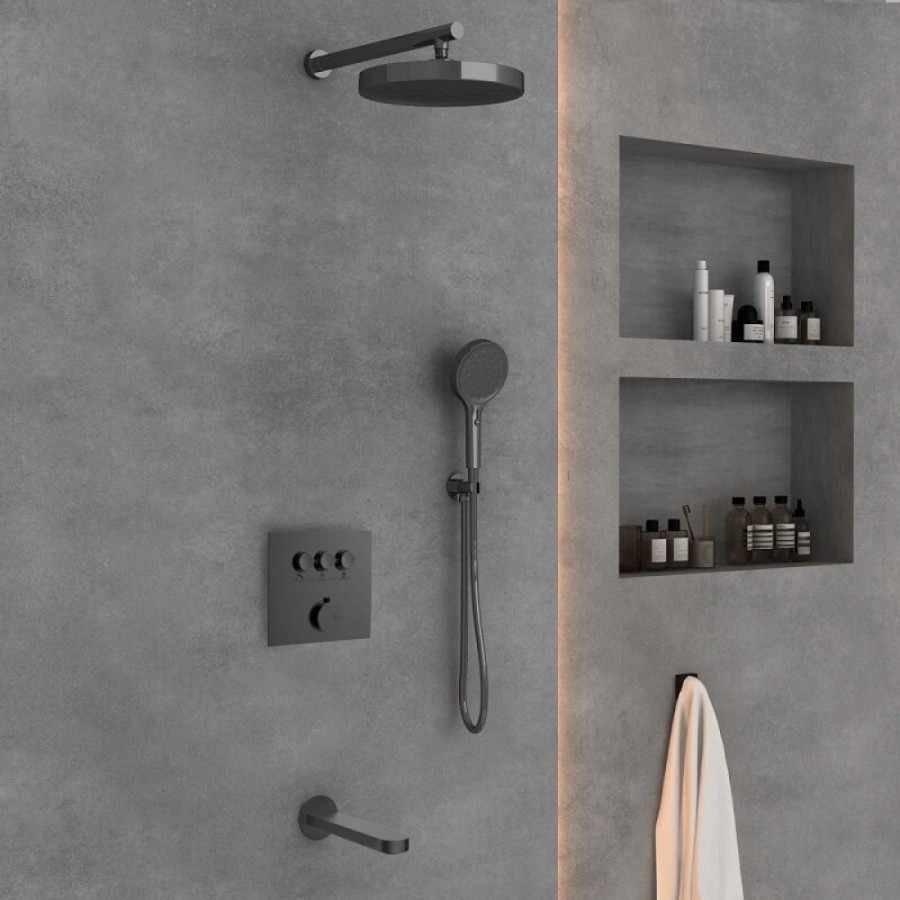 Душевая система Vincea Inspire VSFW-431I2GM, термостатическая, вороненая сталь
