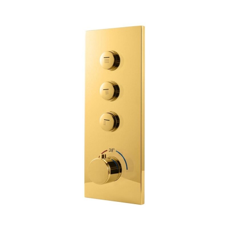 Душевая система Vincea VSFW-431T1RBG, термостатическая, 3 потребителя, с изливом, цвет брашированное золото