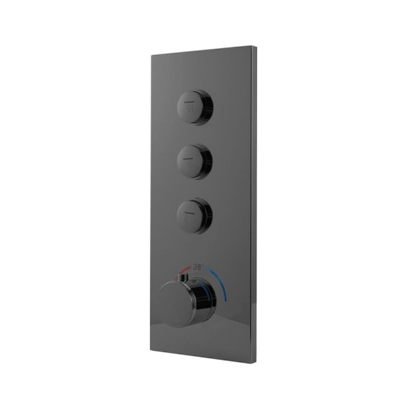 Душевая система Vincea Inspire VSFW-433TI2GM, термостатическая, на 3 потребителя, воронёная сталь, gunmetal