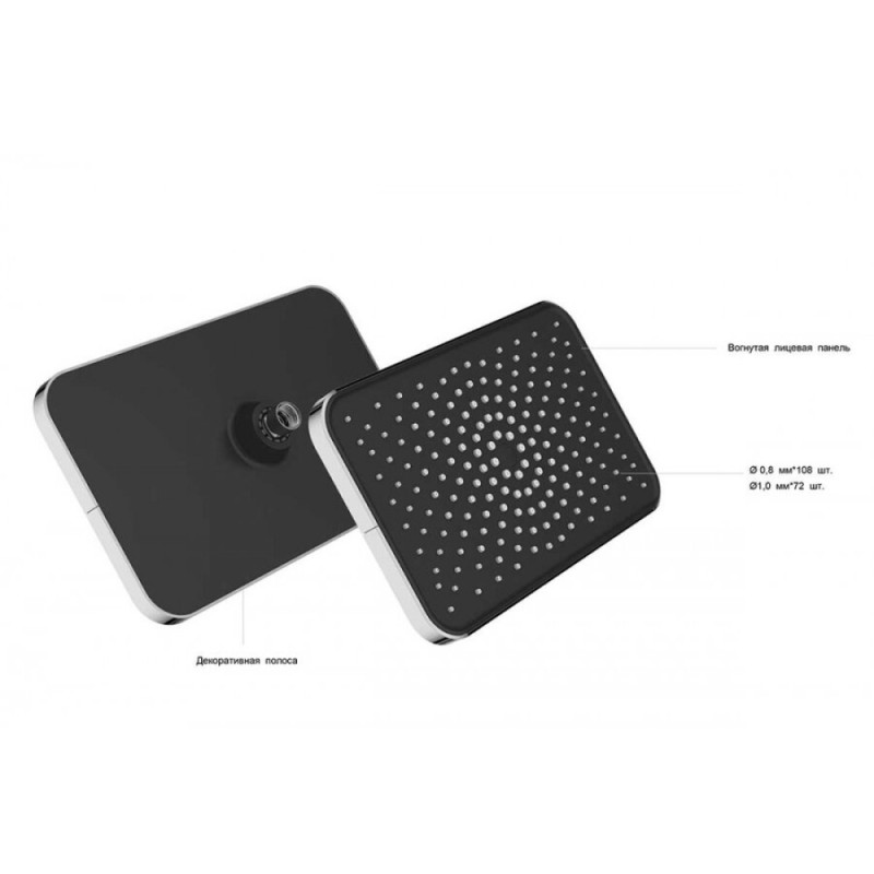 Верхний душ Vincea Inspire VSHD-3I4CGM, 32 х 29.8 см, 1 режим струи, воронёная сталь, gunmetal