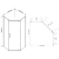 Душевой уголок Vincea Stresa VSP-1S100CH, 100 x 100 см, пятиугольный, дверь распашная, стекло шиншилла, хром