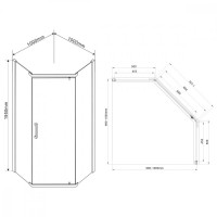 Душевой уголок Vincea Stresa VSP-1S100CL, 100 x 100 см, пятиугольный, дверь распашная, стекло прозрачное, хром