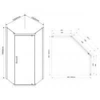Душевой уголок Vincea Stresa VSP-1S 100 x 100 см пятиугольный, дверь распашная, стекло прозрачное, черный, VSP-1S100CLB