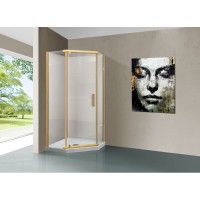 Душевой уголок Vincea Stresa VSP-1S100CLG, 100 x 100 см, стекло прозрачное, профиль брашированное золото