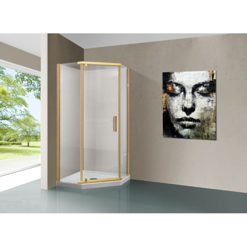 Душевой уголок Vincea Stresa VSP-1S100CLG, 100 x 100 см, стекло прозрачное, профиль брашированное золото
