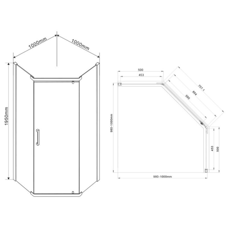 Душевой уголок Vincea Stresa VSP-1S100CLG, 100 x 100 см, стекло прозрачное, профиль брашированное золото