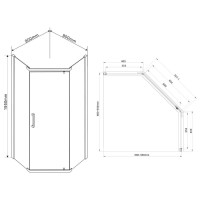 Душевой уголок Vincea Stresa VSP-1S900CH, 90 x 90 см, пятиугольный, дверь распашная, стекло шиншилла, хром