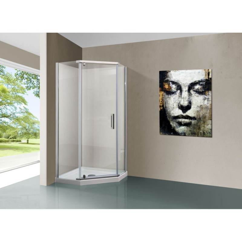 Душевой уголок Vincea Stresa VSP-1S900CL, 90 x 90 см, пятиугольный, дверь распашная, стекло прозрачное, хром