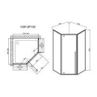 Душевой уголок Vincea Penta VSP-3P 100 x 100 см пятиугольный, дверь распашная, стекло прозрачное, хром, VSP-3P100CL