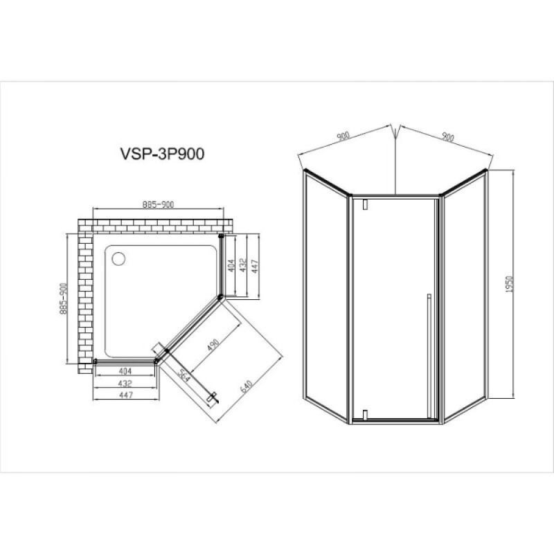 Душевой уголок Vincea Penta VSP-3P900CLGM, 90 x 90 см, стекло прозрачное, профиль вороненая сталь, gunmetal