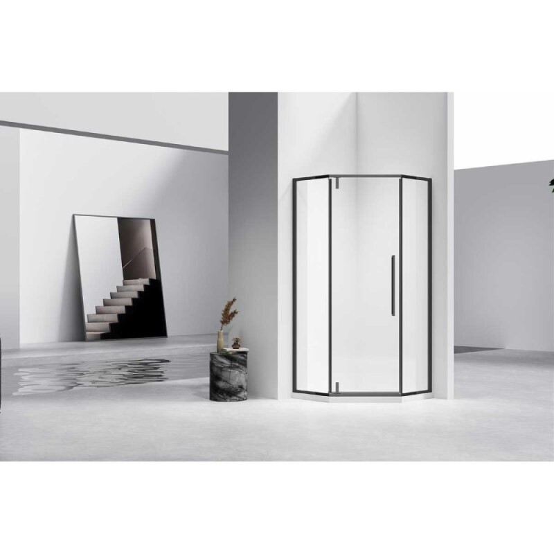 Душевой уголок Vincea Slim-N VSP-4SN100CLB, 100 x 100 см, стекло прозрачное, профиль черный