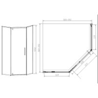 Душевой уголок Vincea Slim-N VSP-4SN100CLGM, 100 x 100 см, стекло прозрачное, профиль вороненая сталь, gunmetal