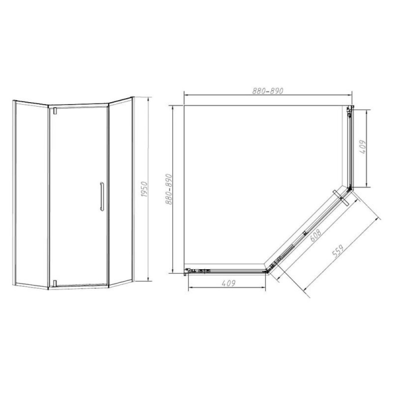 Душевой уголок Vincea Slim-N VSP-4SN900CL, 90 x 90 см, стекло прозрачное, хром