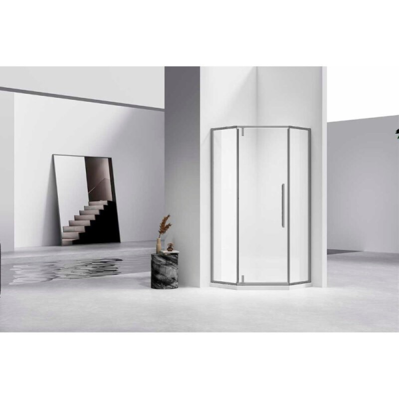 Душевой уголок Vincea Slim-N VSP-4SN900CLGM, 90 x 90 см, стекло прозрачное, профиль вороненая сталь, gunmetal